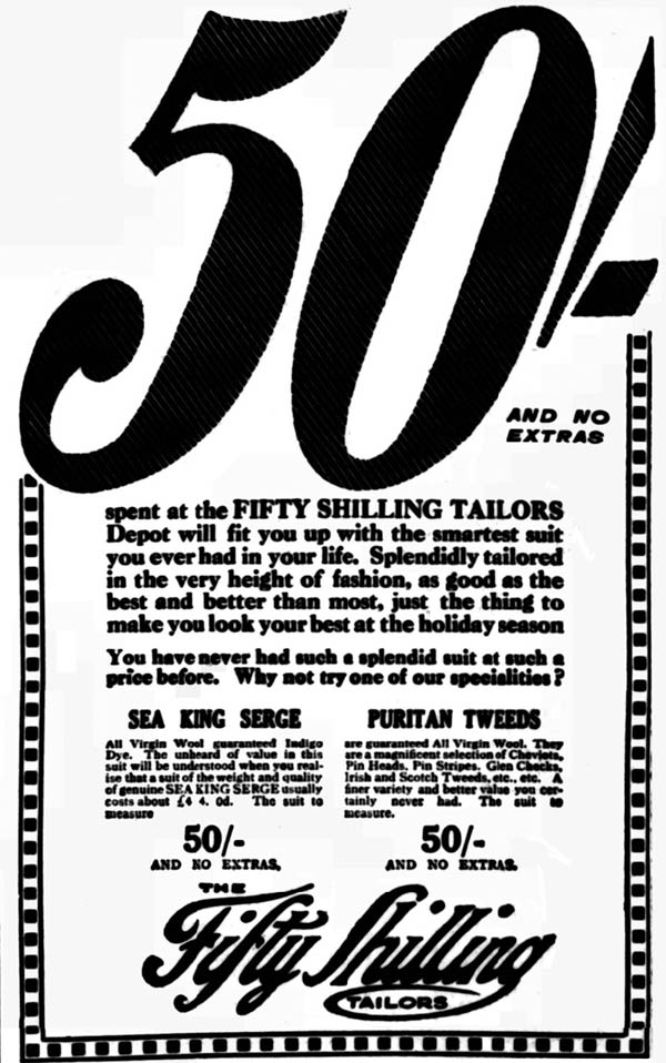 50 Shilling Tailors adverts