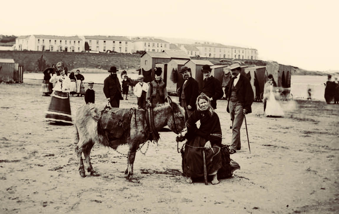 Donkeys on beach 19th century