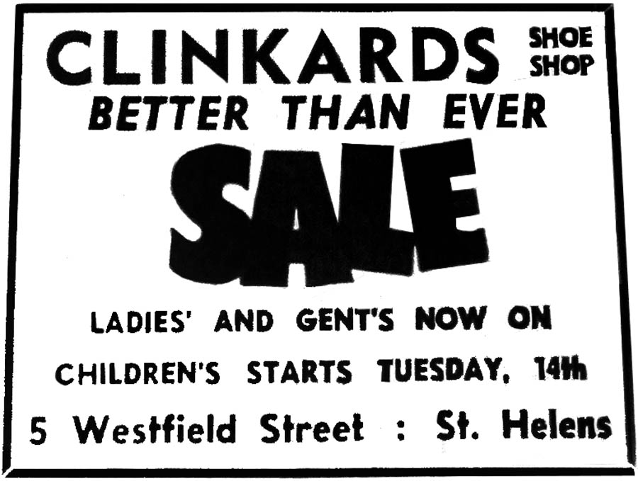 Clinkards shoe shop sale, St Helens