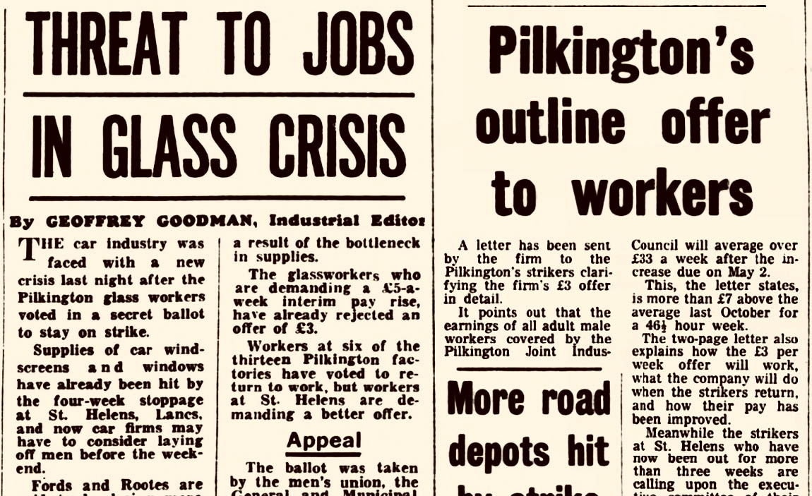 Pilkington Glass St Helens strike cuttings 1970