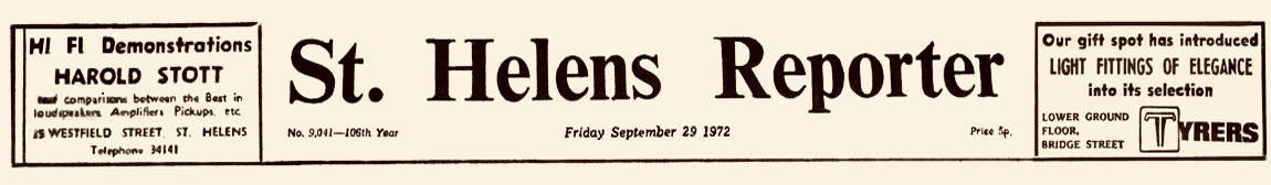 St Helens Reporter masthead 1972