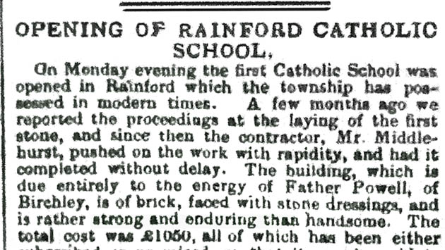 Rainford catholic school summary