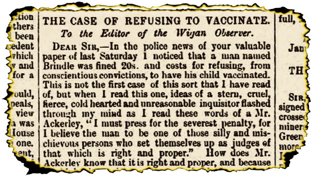 Letter on vaccination in Wigan Observer