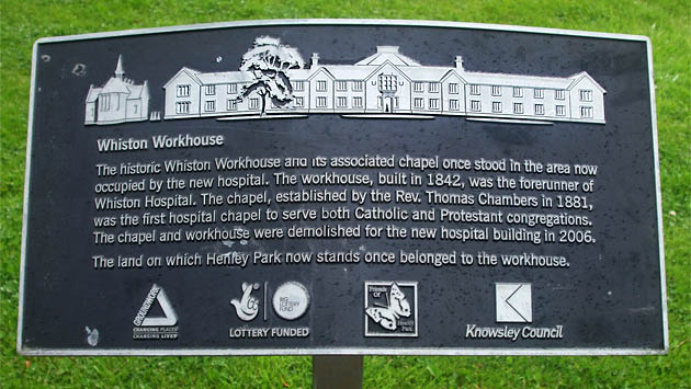 Whiston Workhouse plaque summary